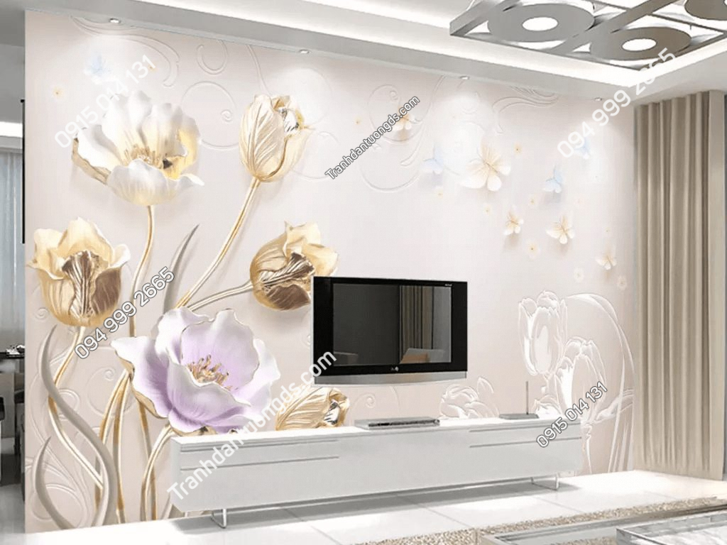 Tranh dán tường hoa giả ngọc 5D036