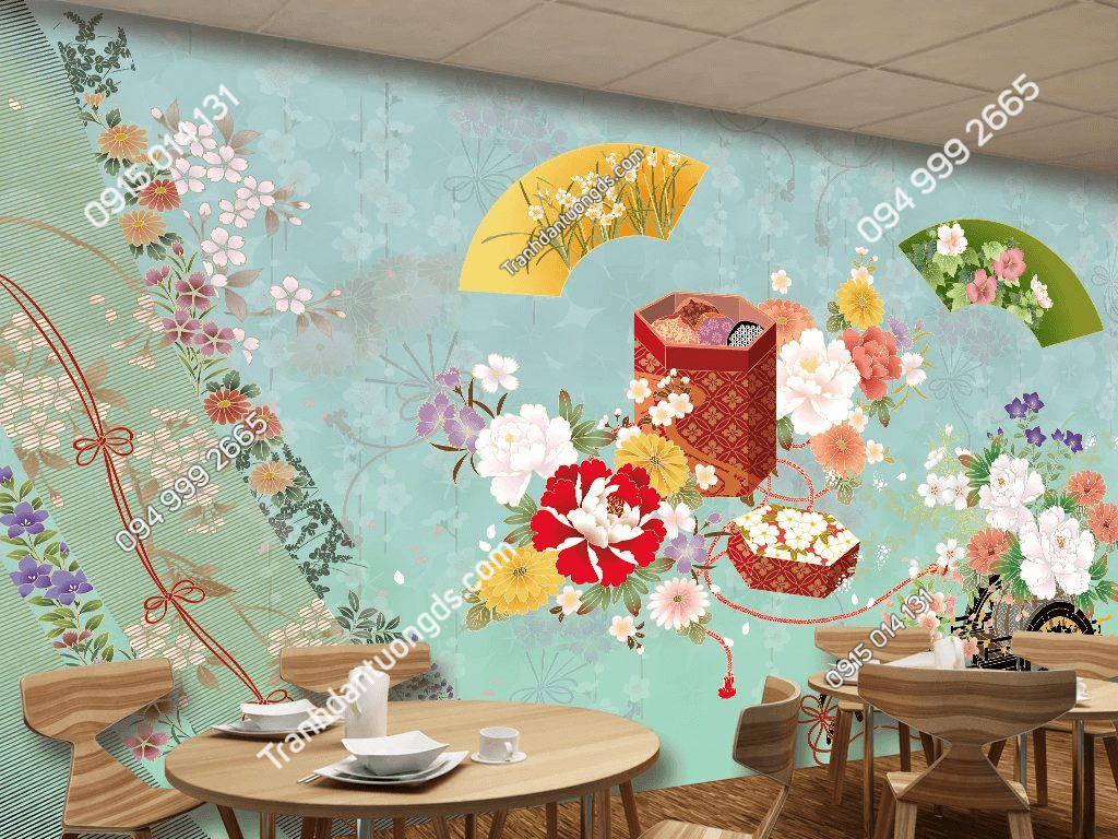 Tranh dán tường phong cách Nhật 5D040 dán quán ăn