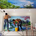 Thi công dán tranh