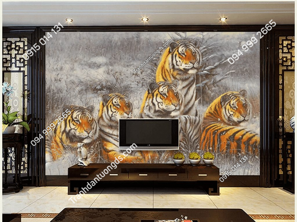 Tranh dán tường ngũ hổ 5D061