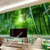 Tranh dán tường rừng tre xanh và cầu gỗ 5D059
