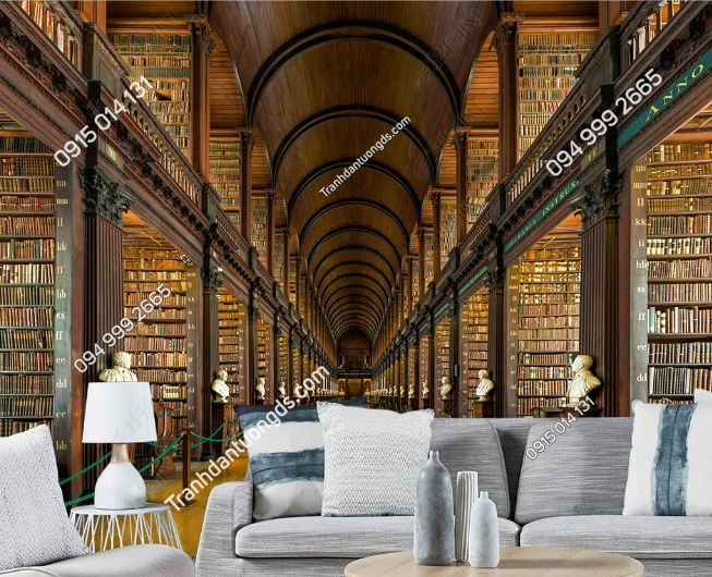 Tranh tường giả thư viện sách khổng lồ 3D DS_15609483