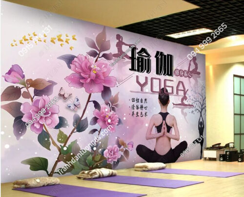 Tranh hoa dán tường yoga spa DS_24364586