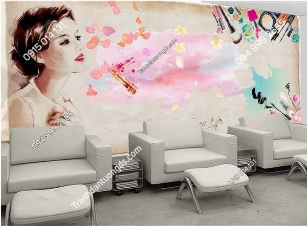 Tranh tường cô gái kiểu sơn dầu cho spa DS_16611508