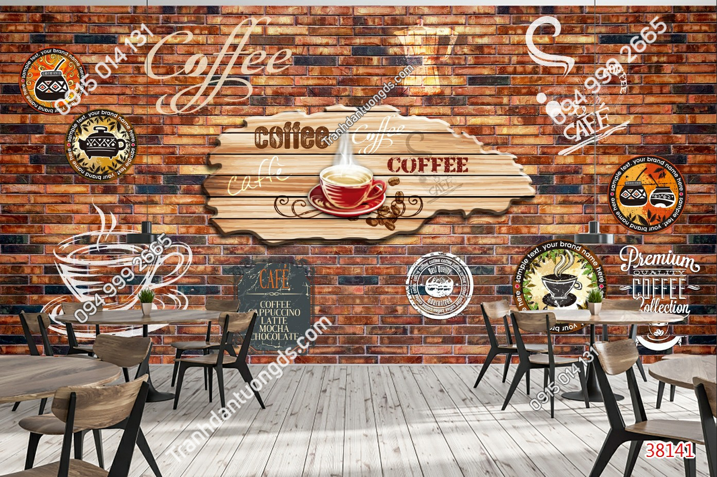 Tranh dán tường 3D quán cafe