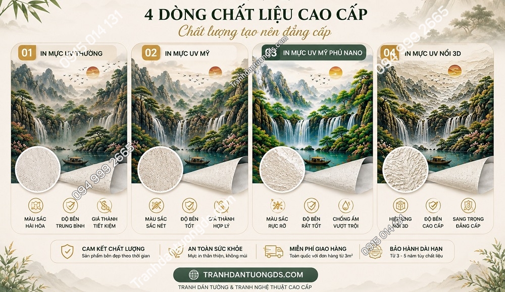 So sánh mức in tranh dán tường và chất liệu vải của DS Decor