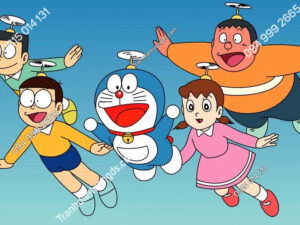 Tranh dán tường Doraemon và những người bạn bay chong chóng tre TE220