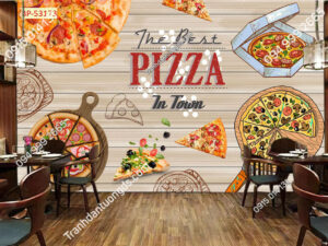 Tranh dán tường cửa hàng pizza 53173
