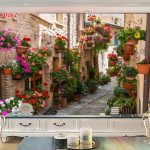 Tranh dán tường hẻm hoa châu Âu 50152
