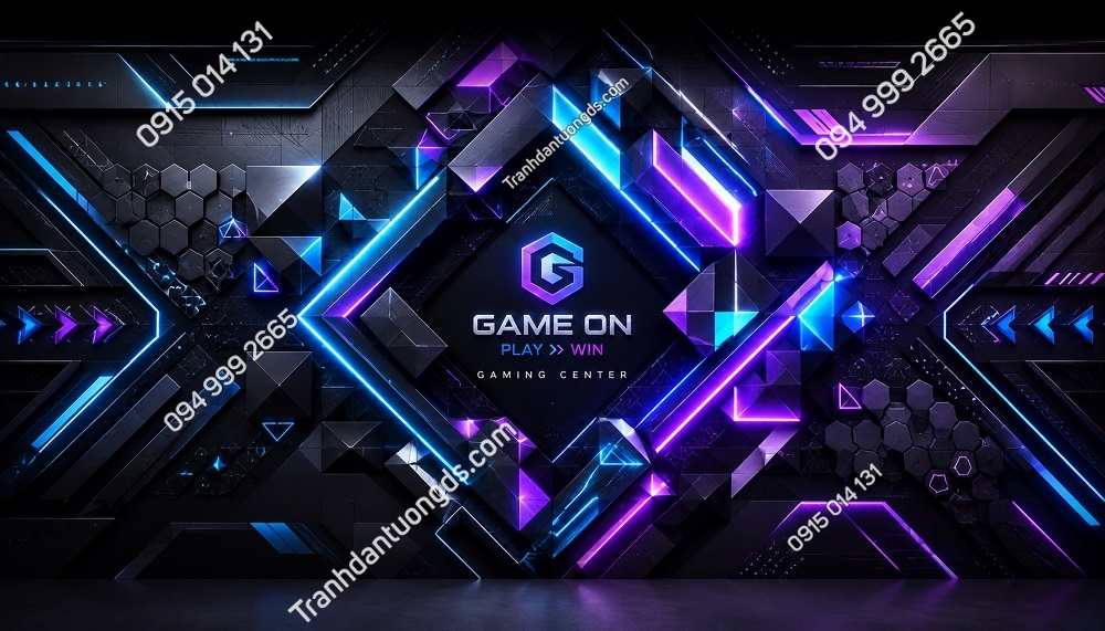 Tranh Dán Tường Gaming Hình Học 3D Futuristic Geometric Neon 14820267