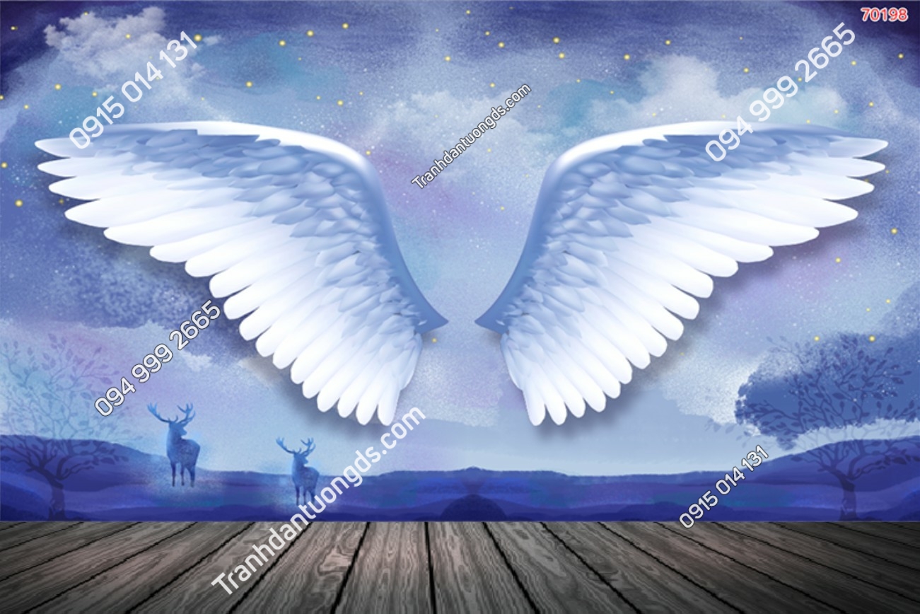 Tranh dán tường đôi cánh thiên thần trắng 70198