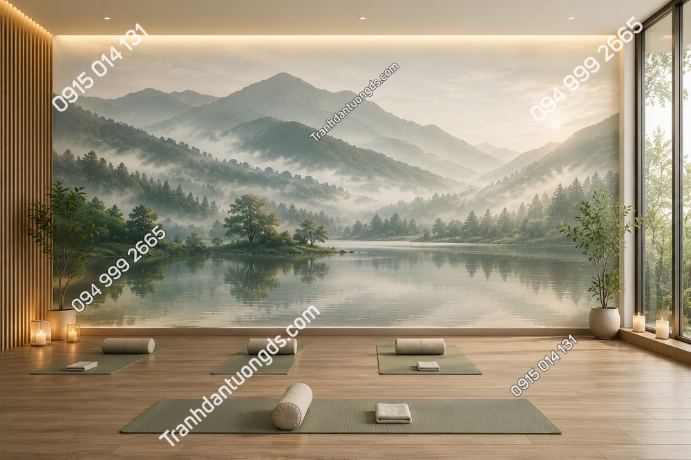 Tranh dán tường đồi núi trang trí phòng yoga DN16820263