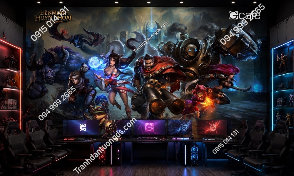 Tranh dán tường nhân vật game liên minh huyền thoại trang trí phòng game
