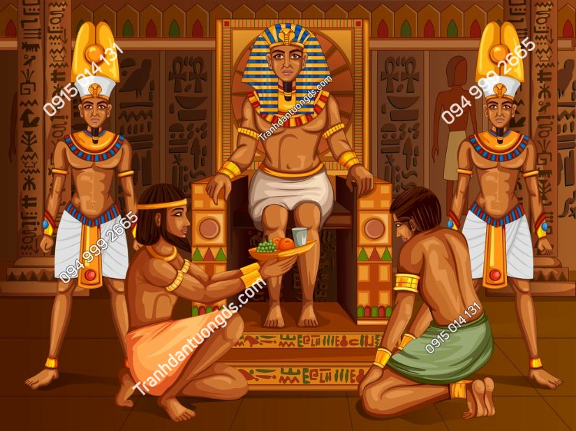 Tranh dán tường phong cách ai cập egyptian-civilization-king-pharaoh-god-on-egypt-palace -645857629