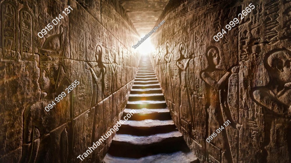 Tranh tường phong cách ai cập -egypt-edfu-temple-aswan-passage-flanked-by-two-glowing-walls-full-of-egyptian-hieroglyphs-1286767600