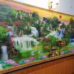 tranh sơn thủy giả phào phòng khách