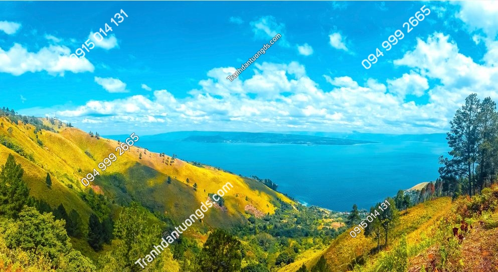 Hồ Toba - Hồ nước siêu tự nhiên tuyệt đẹp với bầu trời xanh phía Bắc Sumatra, Medan, Indonesia 1841217874