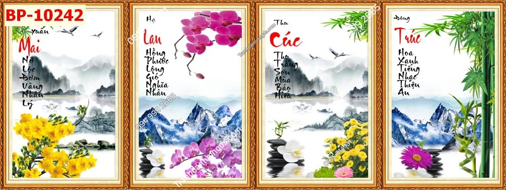 Tranh Tùng Cúc Trúc Mai truyền thống 10242