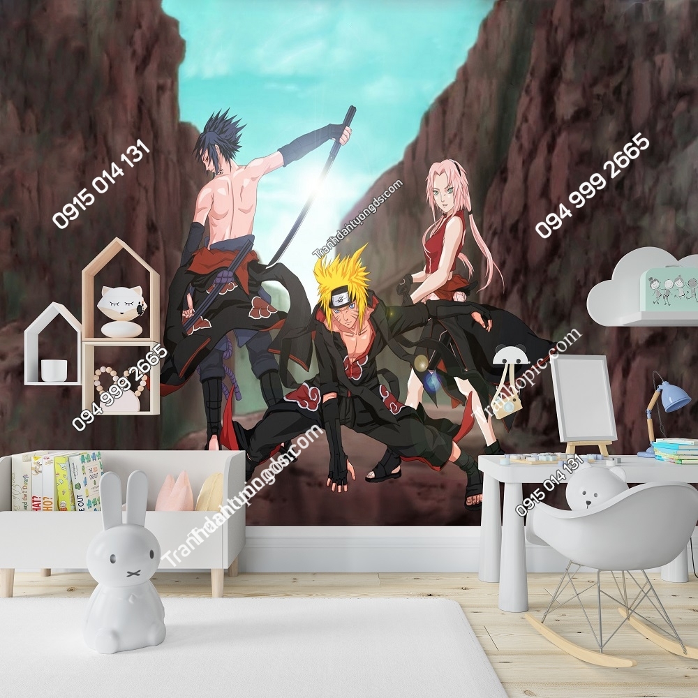Tranh dán tường 3D Naruto phòng trẻ em 135653