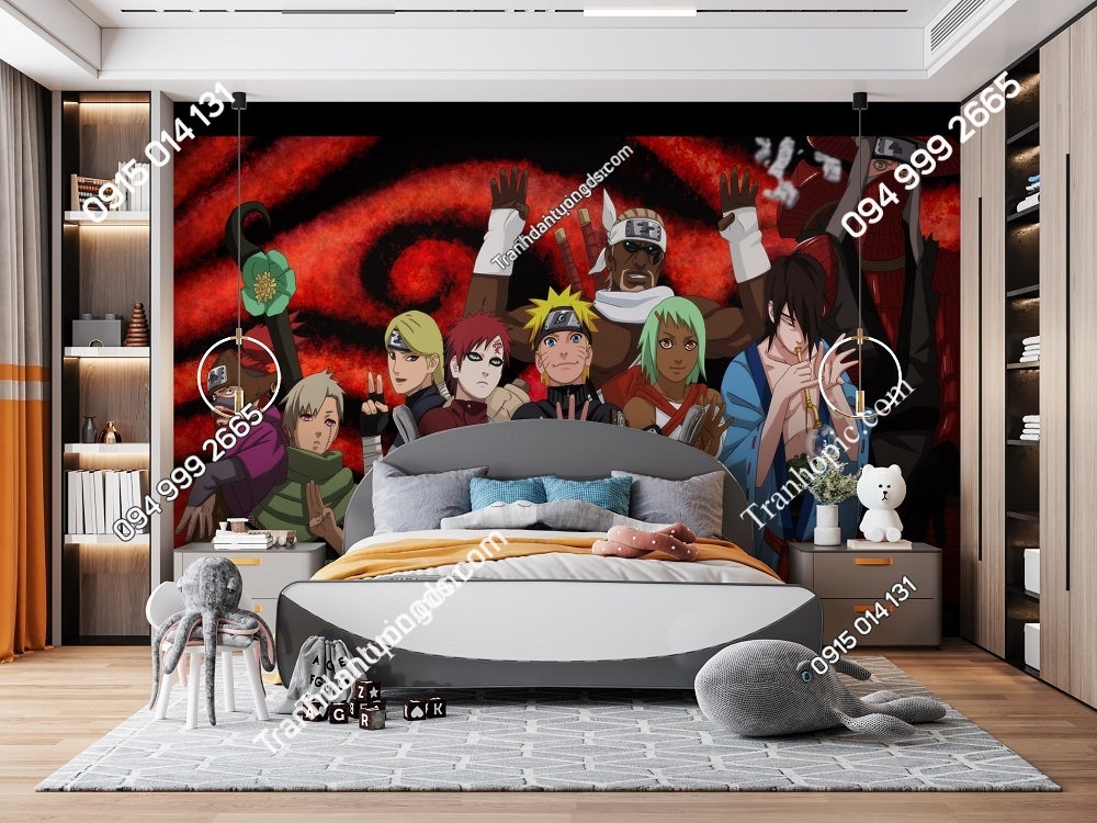 Tranh dán tường 3D Naruto phòng trẻ em 87970