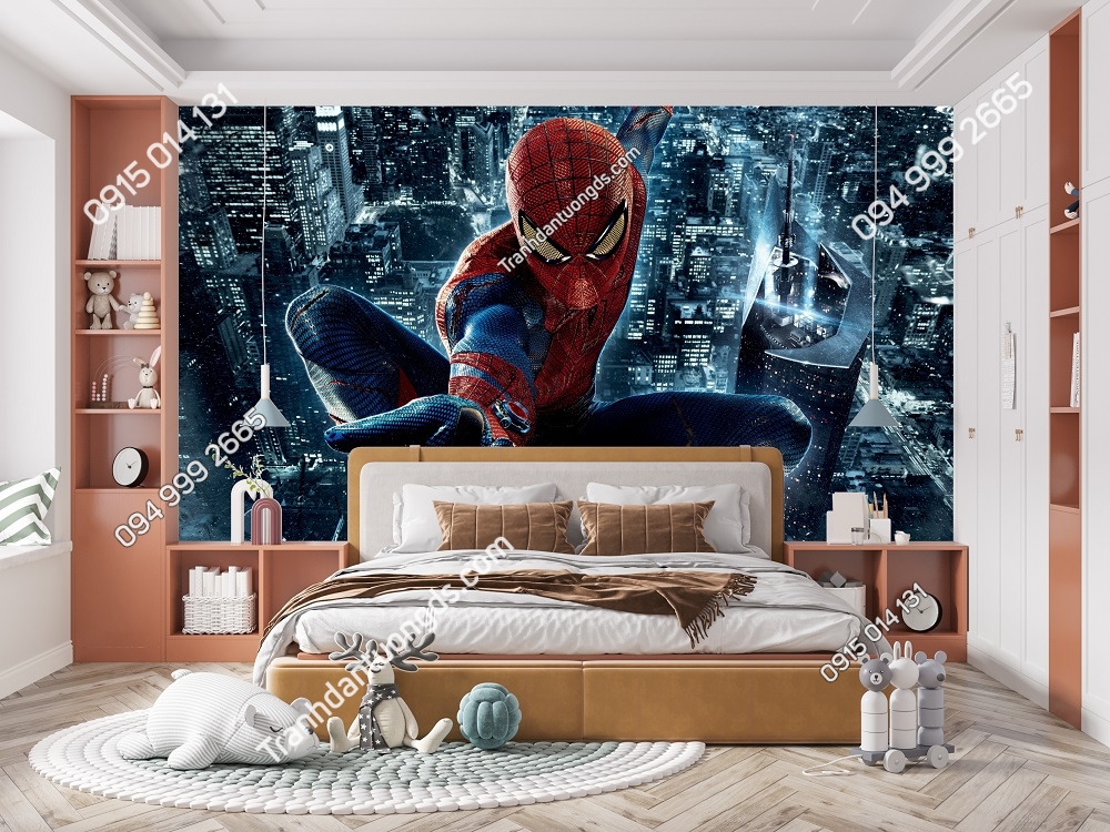 Tranh dán tường 3D người nhện Spider Man dán phòng bé 247850