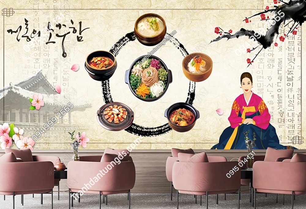 Tranh dán tường hàng quán ăn Hàn Quốc OP_25124724