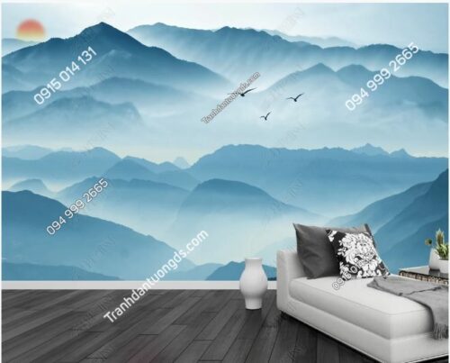 Tranh dán tường mây núi huyền ảo DS_17773540