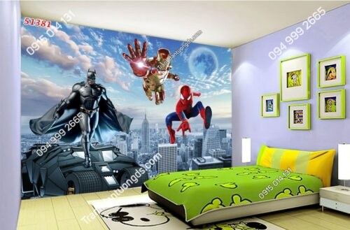 Tranh dán tường siêu anh hùng dán phòng ngủ trẻ em 51381