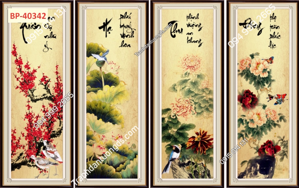 Tranh dán tường tứ quý xuân hạ thu dông 40342