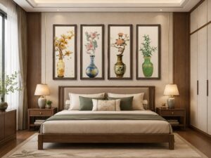 Tranh tứ quý dán tường phòng ngủ TQ15