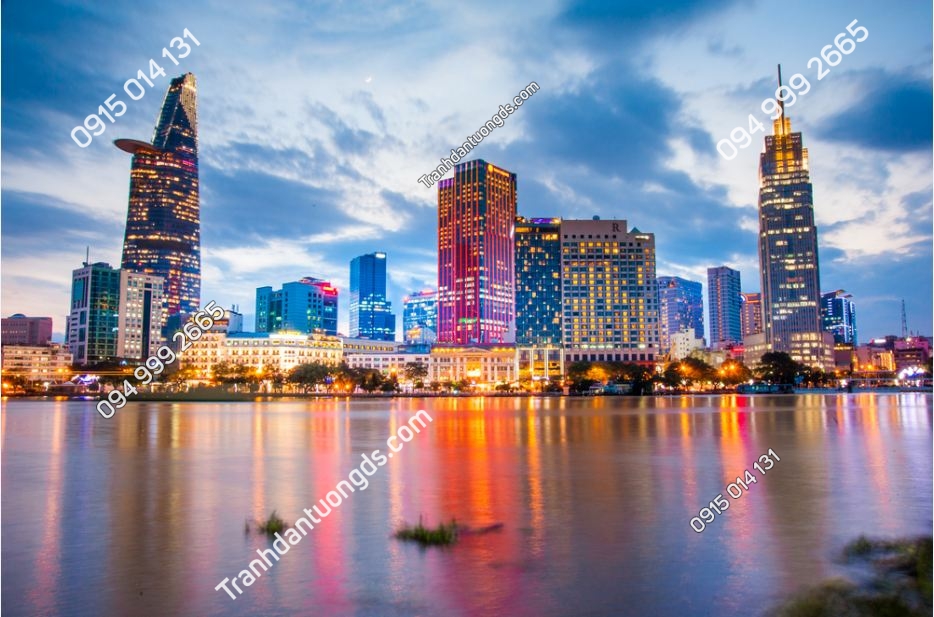 Tranh tường cảnh Sài Gòn lên đèn đẹp lung linh 702584800