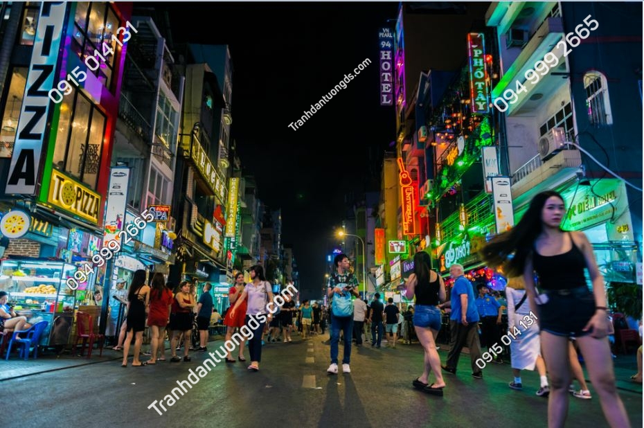 Tranh tường cảnh đường phố Sài Gòn về đêm 1116613022