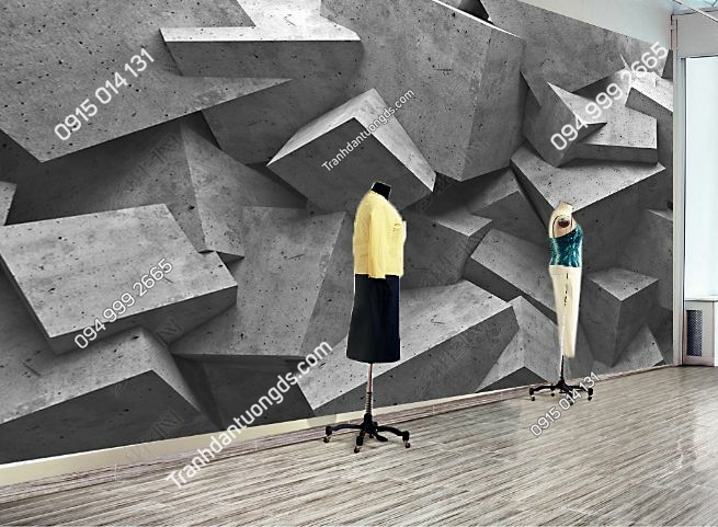 Tranh tường giả khối đá 3D cho shop thời trang DS_16443824