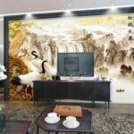Tranh 3D tùng hạc dán tường sau tivi weili_16051615