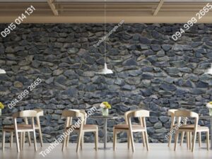 Tranh tường đá xanh xám dán quán ăn 770470435