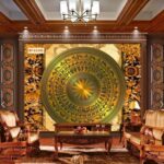 Tranh tường trống đồng dán phòng khách 61245