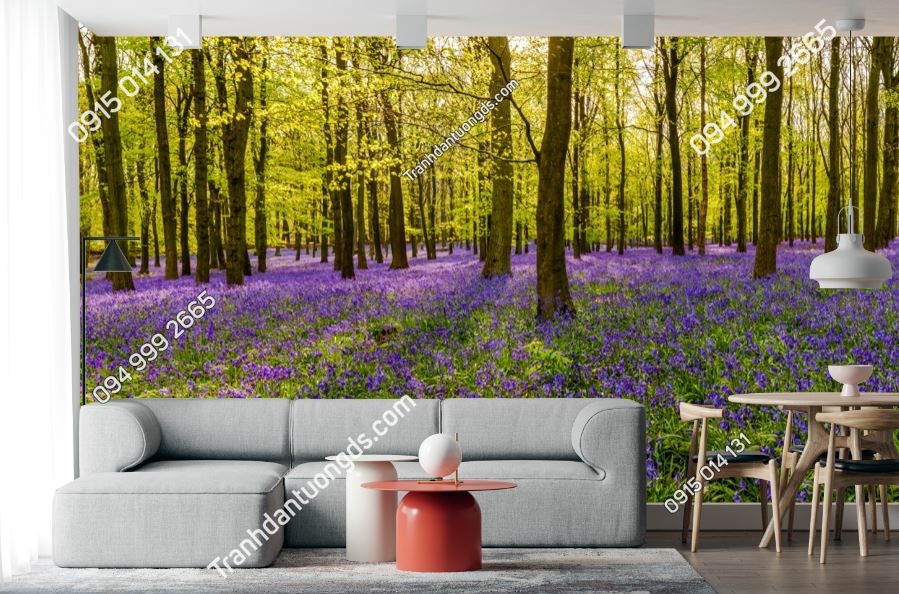 Tranh Khu rừng Anh đầy hoa Bluebells (Hyacinthoides) -1383296651