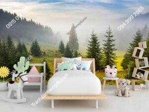 Tranh rừng cây linh sam 332198591