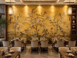 Tranh dán tường indochine cho nhà hàng
