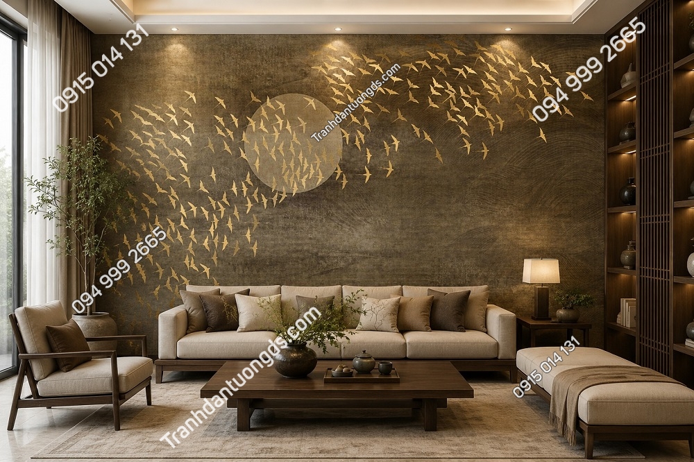 Tranh dán tường indochine màu nâu sang trọng