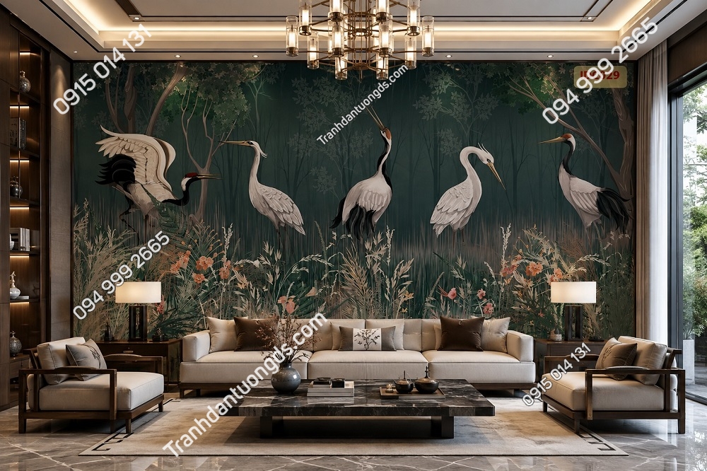 Tranh dán tường indochine phòng khách khổ lớn