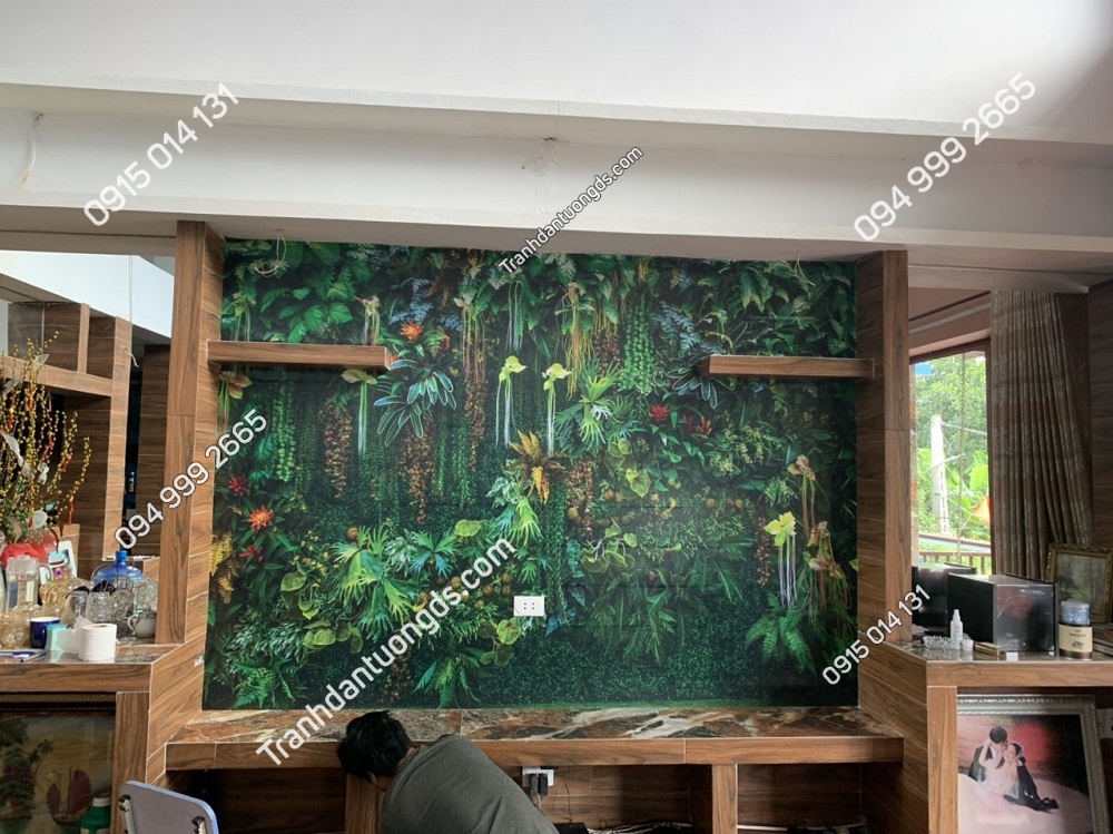 Tranh dán tường 5D rừng cây nhiệt đới Tropical dán phòng khách