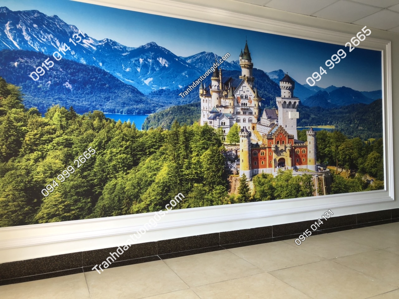 Tranh dán tường phong cảnh Châu Âu lâu đài ở Đức