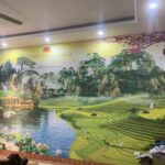 Tranh dán tường sơn thủy dán phòng khách 5D