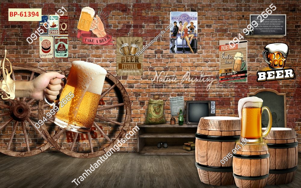 Tranh dán tường quán bia rượu 3D61394