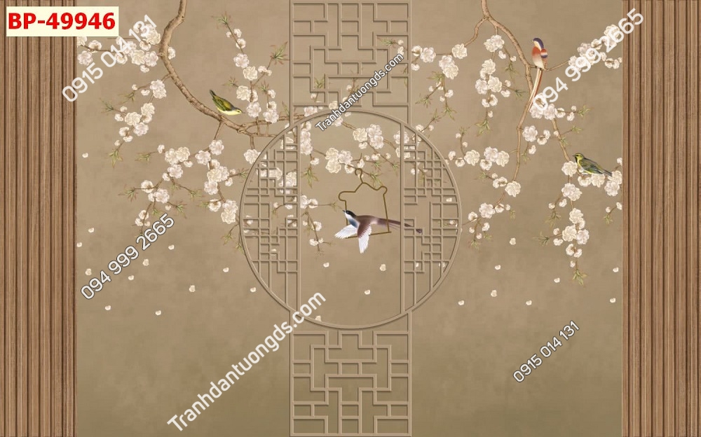 Tranh dán tường lam sóng indochine 49946