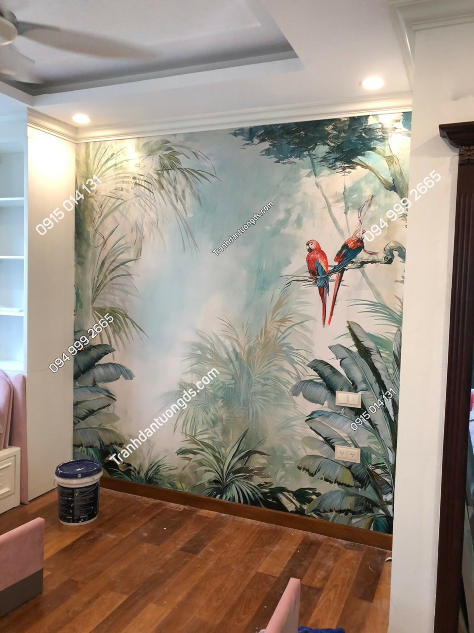 Tranh dán tường 5D phong cách Tropical dán phòng ngủ