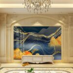 Tranh dán tường giả tráng gương dán phòng khách 5D 7407300