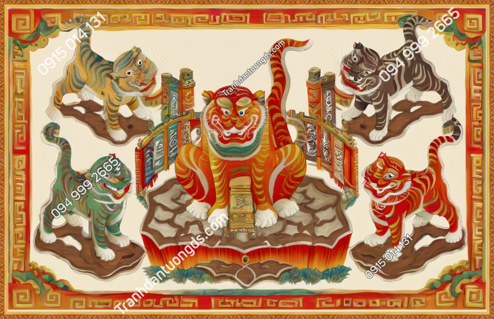 Tranh dán tường ngũ hổ khổ ngang 291120241