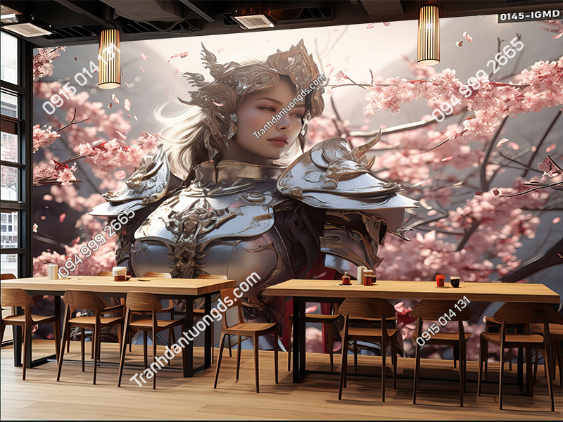 Tranh dán tường 3D cô gái, chiến binh vẽ AI 0145-IGMD